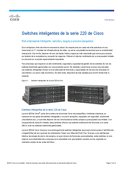 Switch Cisco Cbs220-24T-4G 24 Puertos Adm. GigaBit 4 SFP - PDF