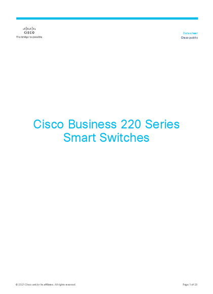 Switch Cisco Cbs220-24T-4G 24 Puertos Adm. GigaBit 4 SFP - Ficha técnica