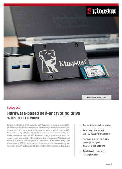 Disco SSD 512 GB Sata 3 Kingston 2.5" SKC600-512G - PDF