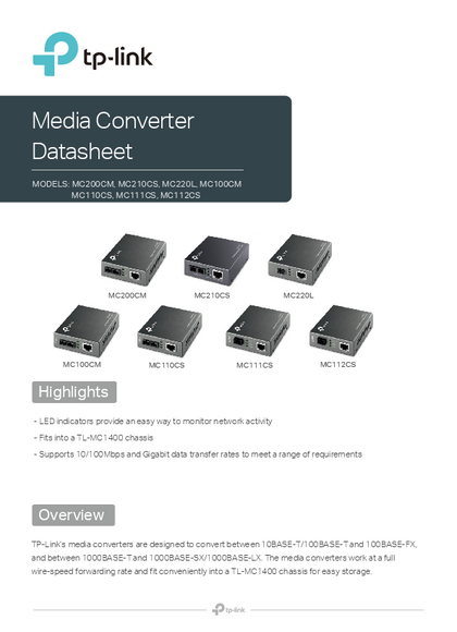 Modulo Media Converter Tp-Link MC220L - PDF