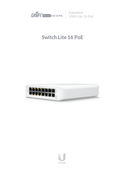 Switch Ubiquiti Usw-Lite-16-PoE 16 Puertos GigaBit 8 Puertos PoE+ - PDF