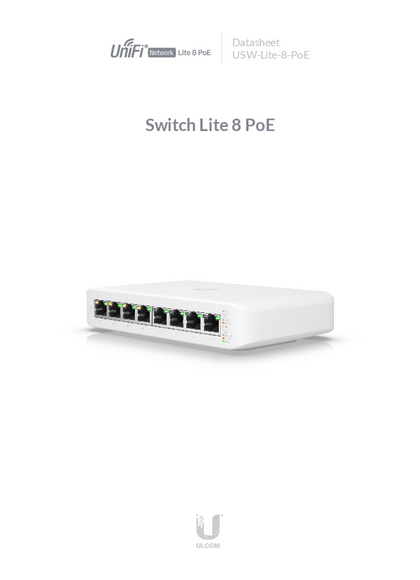 Switch Ubiquiti Usw-Lite-8-PoE 8 Puertos Gigabit 4 Puertos PoE+ - PDF