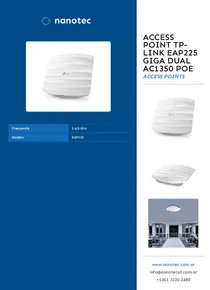 Access Point Tp-Link EAP225 Giga Dual AC1350 PoE - Folleto