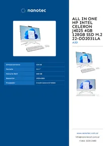 All In One HP Intel Celeron J4025 4gb 128gb ssd M.2 22-dd2031la - Folleto