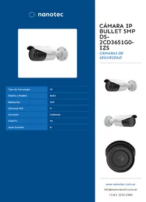 Cámara IP Bullet 5MP DS-2CD3651G0-IZS - Folleto