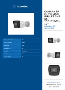 Cámara IP Hikvision Bullet 2MP DS-2CD1023G2-IUF - Folleto