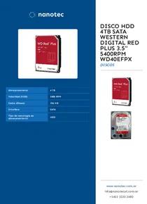 Disco HDD 4TB SATA Western Digital Red Plus 3.5" 5400RPM WD40EFPX - Folleto