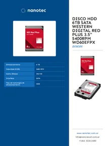 Disco HDD 6TB SATA Western Digital Red Plus 3.5" 5400RPM WD60EFPX - Folleto