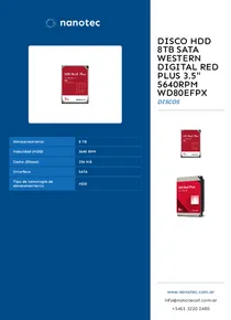 Disco HDD 8TB SATA Western Digital Red Plus 3.5" 5640rpm WD80EFPX - Folleto