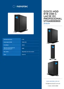 Disco HDD 8TB USB-C Lacie D2 Profesional STHA8000800 - Folleto