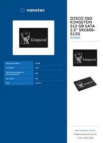 Disco SSD Kingston 512 GB SATA 2.5" SKC600-512G - Folleto