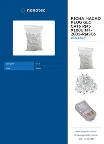 Ficha Macho Plug GLC Cat6 RJ45 x100u NT-2001-RJ45C6 - Folleto