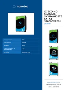 Disco HD Seagate Skyhawk 8TB SATA3 ST8000VE001 - Folleto