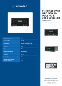 MicroServer HPE Gen 10 Plus V2 E-2314 16GB 1TB - Folleto