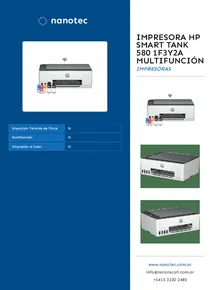 Impresora HP Smart Tank 580 1F3Y2A Multifunción - Folleto