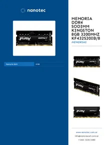 Memoria DDR4 SODIMM Kingston 8GB 3200MHZ KF432S20IB/8 - Folleto