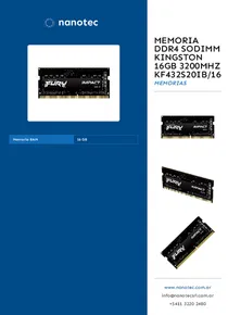 Memoria DDR4 SODIMM Kingston 16GB 3200Mhz KF432S20IB/16 - Folleto