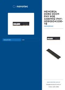 Memoria DDR4 DDIM PNY 8GB 3200mhz PNY-MD8GSD43200-TB - Folleto
