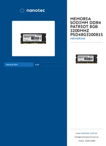 Memoria SODIMM DDR4 Patriot 8GB 3200mhz PSD48G320081S - Folleto