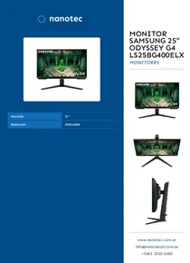 Monitor Samsung 25" Odyssey G4 LS25BG400ELX - Folleto