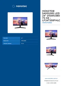 Monitor Samsung Led 24" 1920x1080 75 Hz - LF24T350FHLC - Folleto