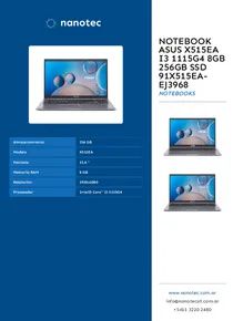 Notebook Asus X515EA I3 1115G4 8GB 256GB SSD 91X515EA-EJ3968 - Folleto