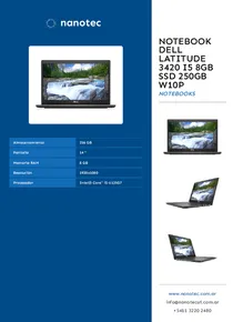 Notebook Dell Latitude 3420 I5 8GB Ssd 250GB W10P - Folleto