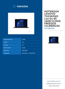 Notebook Lenovo Thinkpad L16 G1 R5 16GB 512SSD FreeDos 21L8000UAC - Folleto