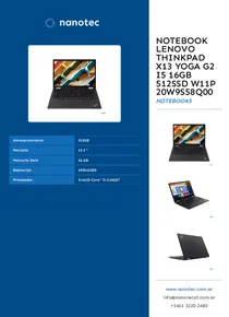 Notebook Lenovo Thinkpad X13 YOGA G2 I5 16GB 512SSD W11P 20W9S58Q00 - Folleto