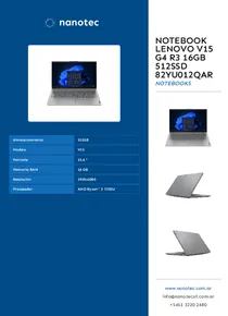 Notebook Lenovo V15 G4 R3 16GB 512SSD 82YU012QAR - Folleto