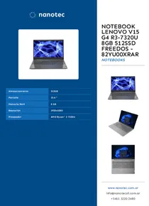 Notebook Lenovo V15 G4 R3-7320U 8GB 512SSD FreeDos - 82YU00XRAR - Folleto