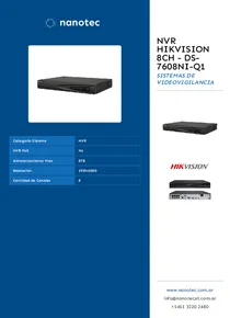 NVR Hikvision 8ch - DS-7608NI-Q1 - Folleto