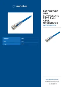 Patchcord UTP Commscope CAT6 2.4M Azul NPC06UVDB - Folleto