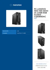 PC Lenovo Neo 50s Gen4 I5 13400 8GB 512SSD 12JE000DAC - Folleto