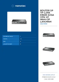 Router 5P Tp-Link ER605 Giga VPN 1P WAN+3P LAN/WAN - Folleto