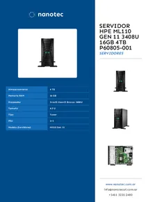 Servidor HPE ML110 Gen 11 3408U 16GB 4TB P60805-001 - Folleto