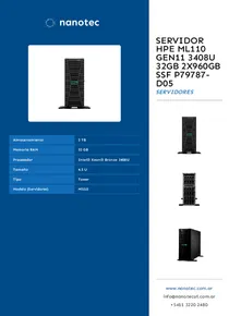 Servidor HPE ML110 Gen11 3408U 32GB 2X960GB SSF P79787-D05 - Folleto
