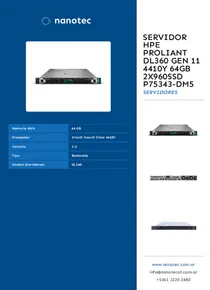 Servidor HPE ProLiant DL360 Gen 11 4410Y 64GB 2x960SSD P75343-DM5 - Folleto