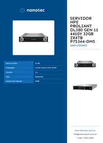 Servidor HPE ProLiant DL380 Gen 11 4410y 32GB 2x4TB P75344-DM5 - Folleto