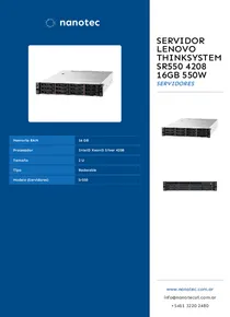 Servidor Lenovo ThinkSystem SR550 4208 16GB 550w - Folleto