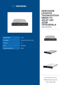Servidor Lenovo ThinkSystem SR650 V3 4514Y 16C 32GB 7D761004LA - Folleto