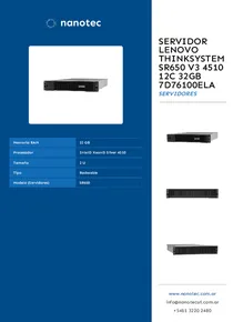 Servidor Lenovo ThinkSystem SR650 V3 4510 12C 32GB 7D76100ELA - Folleto