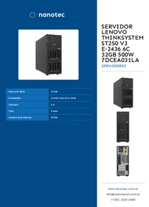 Servidor Lenovo ThinkSystem ST250 V3 E‑2436 6c 32GB 500W 7DCEA031LA - Folleto