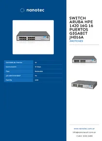 Switch Aruba HPE 1420 16G 16 Puertos GigaBit JH016A - Folleto
