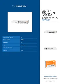 Switch Aruba HPE 1430 16G GIGA R8R47A - Folleto