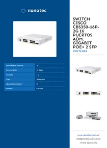 Switch Cisco Cbs350-16P-2G 16 Puertos Adm. GigaBit PoE+ 2 SFP - Folleto