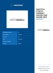 Switch Cisco Meraki MS250-24P 4X10G SFP - Folleto