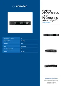 Switch Cisco SF110-24 24 Puertos No Adm. 10/100 - Folleto