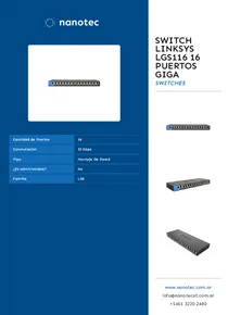 SWITCH LINKSYS LGS116 16 PUERTOS GIGA - Folleto