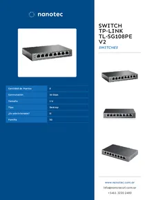 Switch TP‑Link TL‑SG108PE V2 - Folleto